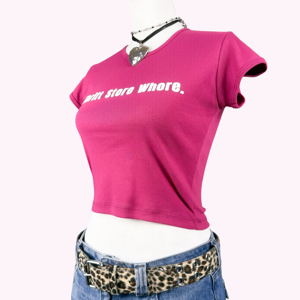 Thrift Store Whore Baby Tee in Ruby
